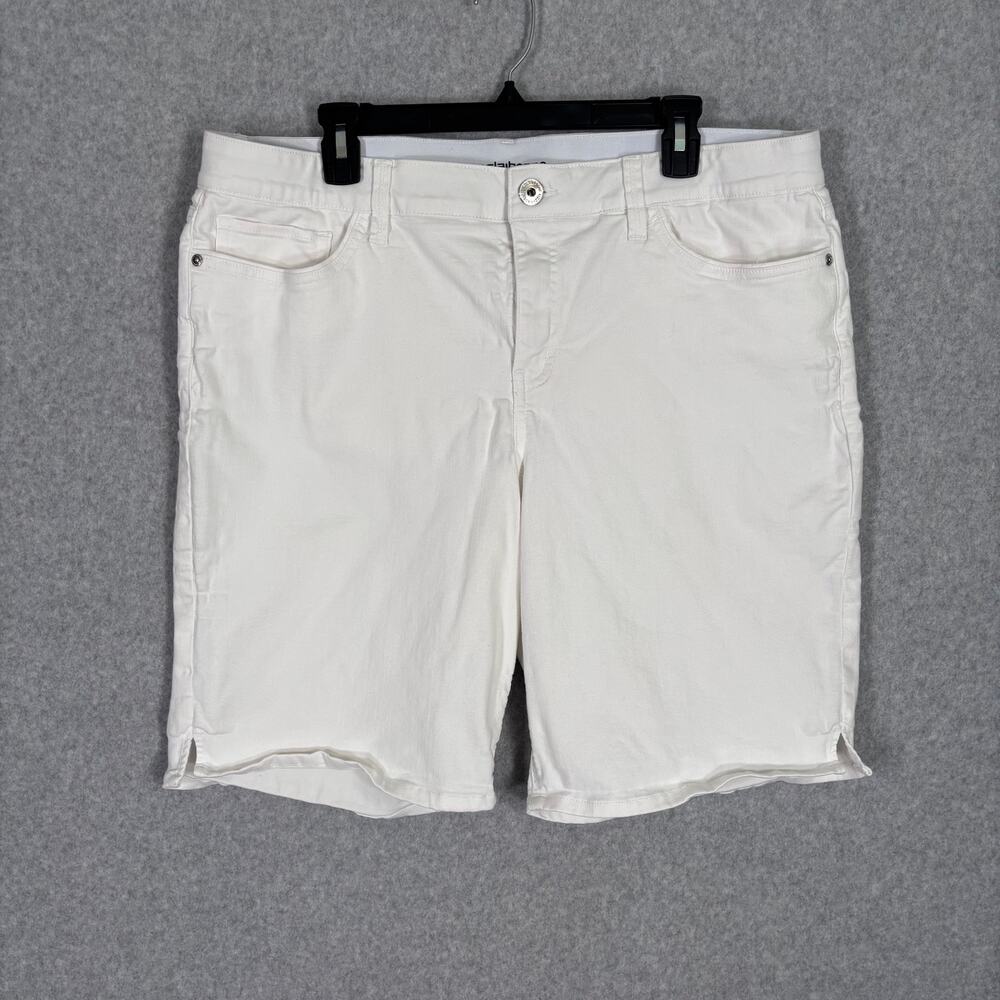 Liz Claiborne Bermuda Jean Shorts 18 Classic Elastic Waist‎ Stretch Casual Beach